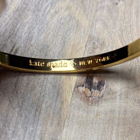 Kate Spade ♠️ Gold, White Enamel, and Crystal Bangle Bracelet - Picture 2 of 8